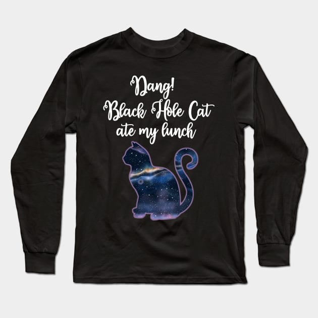 Black Hole Cat Ate My Lunch Funny T shirt Long Sleeve T-Shirt by Antzyzzz